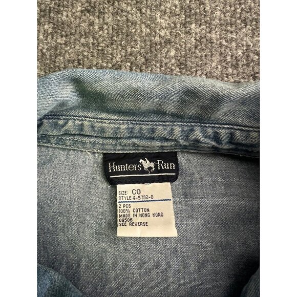 Vintage Hunters Run Blouse Women's CO Blue Denim Long Sleeve Button Embellished - Picture 2 of 8